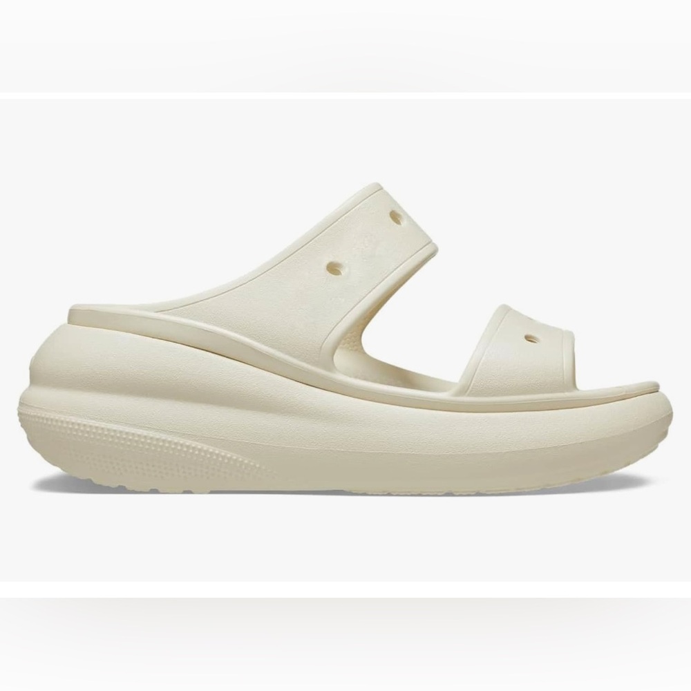 Crocs Classic Crush Platform Sandal Unisex Beige Slide Slippers